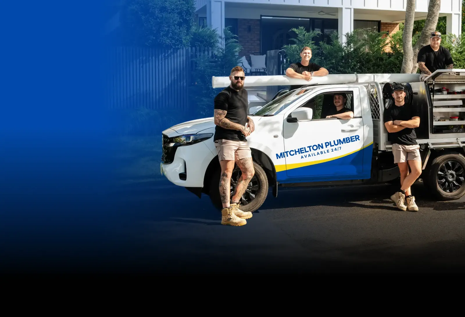 Mitchelton Plumber team with the ute